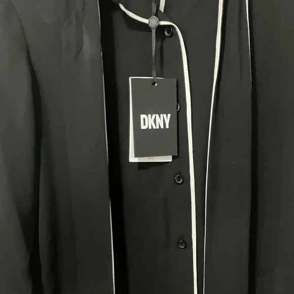 DKNY blouse with white trim and bow tie detail - Picture 5 of 6